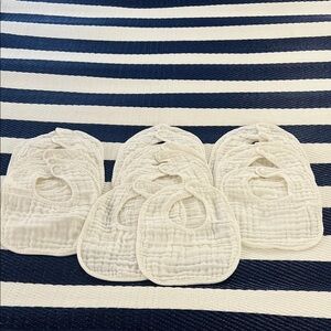 Set of White Baby Bibs Cotton